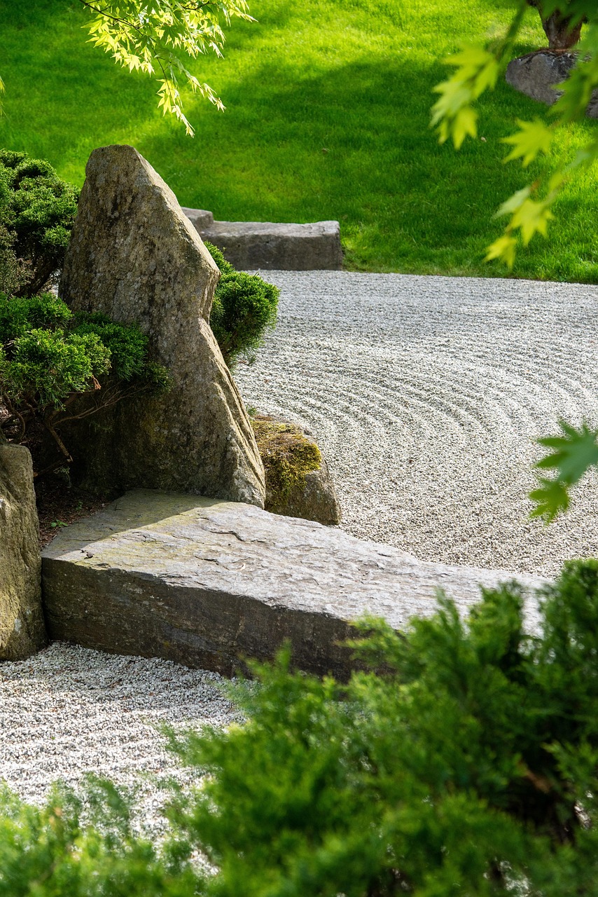zen garden, stones, landscape, plants, nature, rocks, garden, park, japan